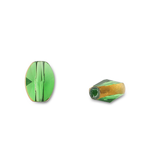 Perline di vetro ovale verde trasparente-oro