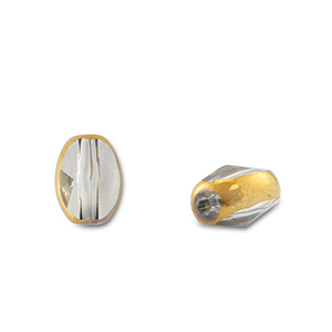 Perline di vetro ovale grigio trasparente-oro