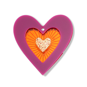 Ciondoli accattivanti cuore viola-arancione-oro