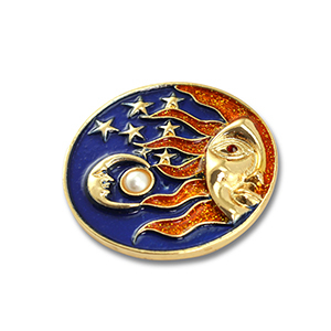Broches sole, luna & stella oro-blu-arancione