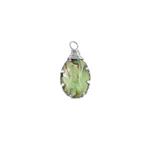Pendenti in resina con imitazione di conchiglia ovale argento-verde oceano
