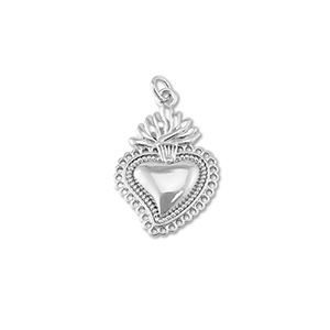 Metallo TQ in ottone ciondolo cuore argento