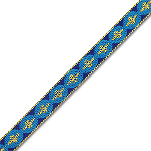 Nastro con testo tonda con croce blu-oro