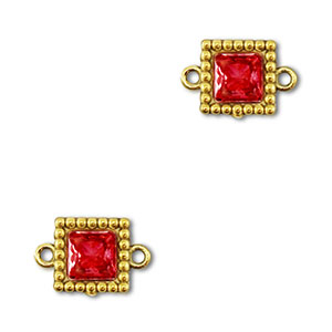Distanziatore in acciaio inossidabile zircone quadrato oro-rosso