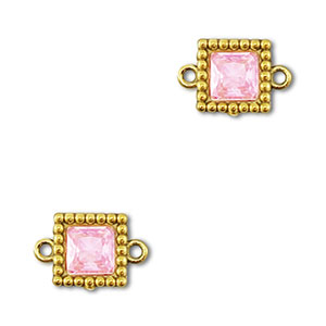 Distanziatore in acciaio inossidabile zircone quadrato oro-rosa chiaro