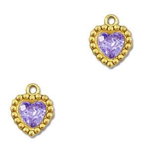 Ciondoli in acciaio inossidabile zircone cuore oro-viola