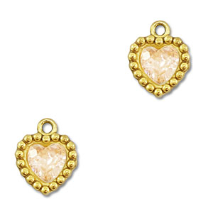 Ciondoli in acciaio inossidabile zircone cuore oro-arancione chiaro