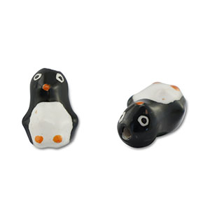 Perline di vetro dipinte a mano pinguino nero-bianco