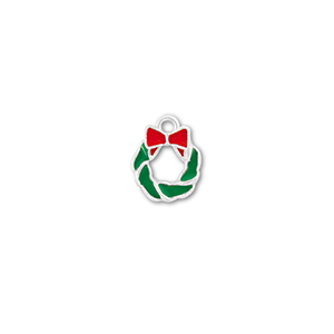 Ciondoli di metallo corona di natale argento-verde-rosso