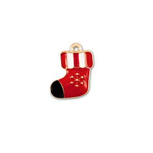 Ciondoli di metallo calza di natale oro-rosso-bianco-nero