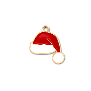 Ciondoli di metallo cappello di babbo natale oro-rosso-bianco