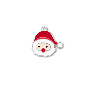 Ciondoli di metallo babbo natale argento-rosso-bianco