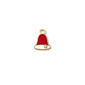 Ciondoli di metallo zirconi campanelle di natale oro-rosso-bianco