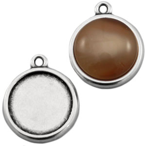 Castoni di metallo DQ per cabochon 12mm con 1 anellino argento antico (privo di nichel)