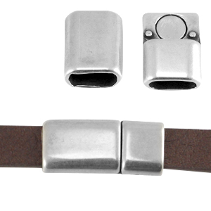 Chiusura magnetica di metallo DQ per pelle piatta 10mm argento antico (privo di nichel)