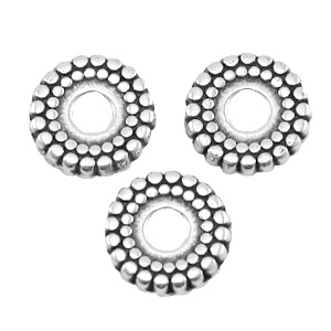 Perline di metallo DQ 8 mm rondella con decorazione argento antico (privo di nichel)