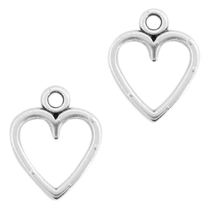 Ciondoli di metallo DQ cuore argento antico (privo di nichel)