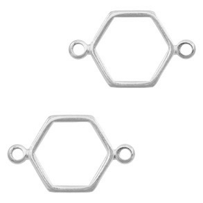 Ciondoli di metallo DQ distanziatore esagono argento antico (privo di nichel)
