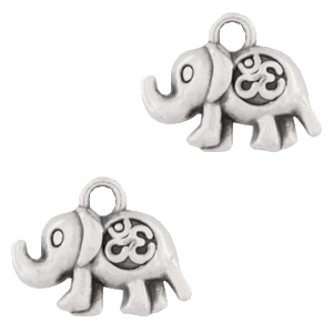 Ciondoli di metallo DQ elefante con simbolo Ohm argento antico (privo di nichel)