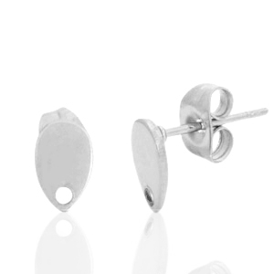 Orecchini in acciaio inossidabile goccia con anellino argento