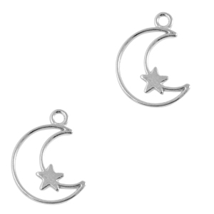 Ciondoli di metallo DQ luna e stella argento antico (privo di nichel)