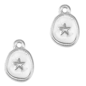 Ciondoli di metallo DQ stella marina argento antico-bianco madreperla (privo di nichel)
