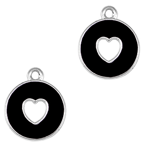 Ciondoli di metallo DQ cuore argento antico-nero (privo di nichel)