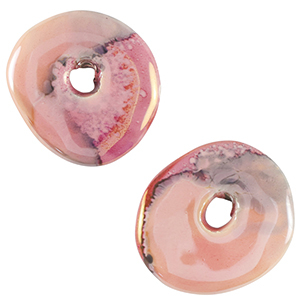 Perline di ceramica greca DQ donut rosa-nero