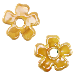 Perline di ceramica greca DQ fiore giallo caldo