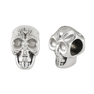 Perline di metallo DQ cranio argento antico (privo di nichel)
