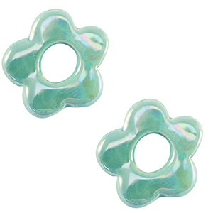 Perline di ceramica greca DQ fiore turchese