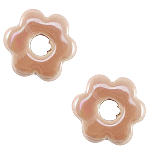 Perline di ceramica greca DQ fiore rosa pallido