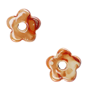 Perline di ceramica greca DQ fiore arancione