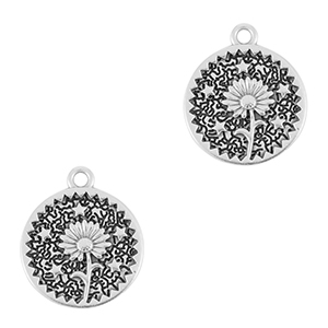 Ciondoli di metallo DQ fiore argento antico (privo di nichel)