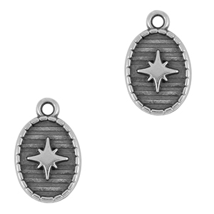 Ciondoli di metallo DQ stella argento antico (privo di nichel)