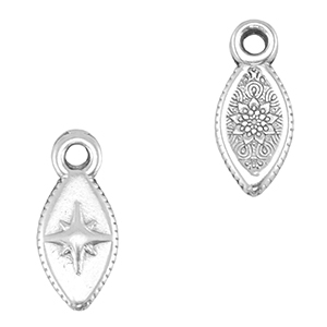 Ciondoli di metallo DQ stella ovale argento antico (privo di nichel)