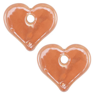 Perline di ceramica greca DQ cuore arancia