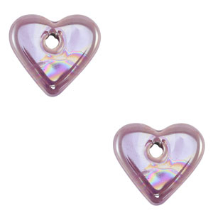 Perline di ceramica greca DQ cuore viola