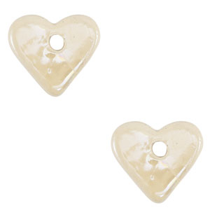 Perline di ceramica greca DQ cuore biancastro
