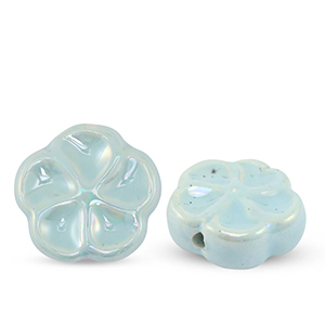 Perline di ceramica fiore blu chiaro
