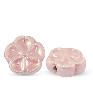Perline di ceramica fiore rosa chiaro