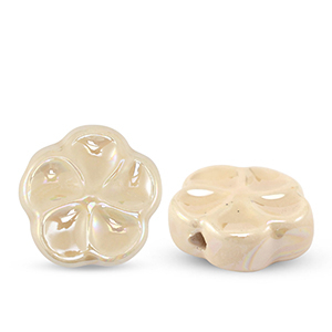 Perline di ceramica fiore beige