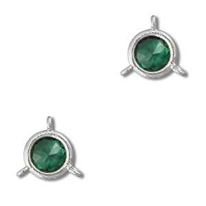 Distanziatori di vetro Crystal Glass tonda verde smeraldo-argento