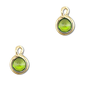 Pendenti di vetro Crystal Glass tonda verde-oro