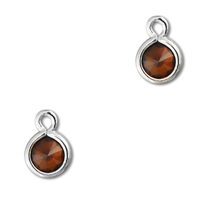 Pendenti di vetro Crystal Glass tonda arancione marrone-argento