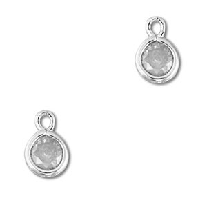 Pendenti di vetro Crystal Glass tonda grigio chiaro-argento