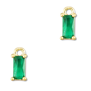 Pendenti di vetro Crystal Glass rettangolo verde smeraldo-oro