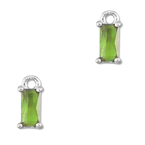 Pendenti di vetro Crystal Glass rettangolo verde-argento