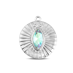 BY31&reg; Ciondoli in acciaio inossidabile tonda argento-acqua
