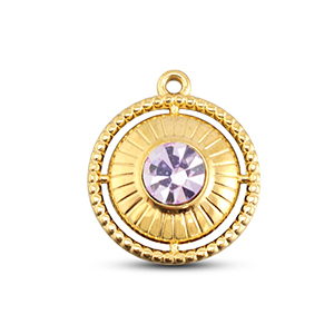 BY31&reg; Ciondoli in acciaio inossidabile tonda con anello oro-lilla chiaro